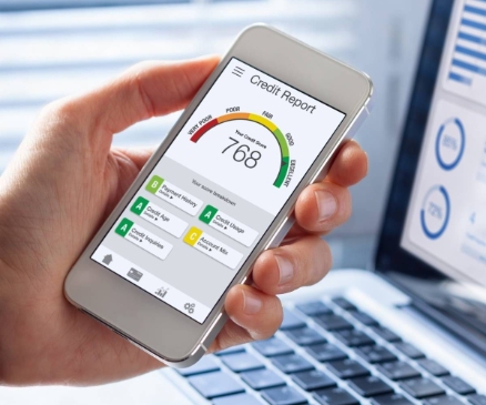 credit report on a mobile phone screen