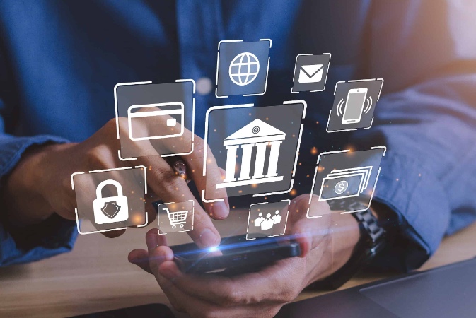 mobile phone illuminating white icons